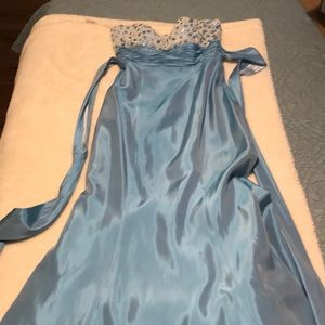 Full length strapless gown with sequins & beading